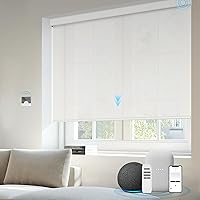 Vista 24 de Persianas motorizadas de filtrado de luz compatibles con Alexa Google, persianas inteligentes automáticas, control remoto, 70% opacas, color blanco