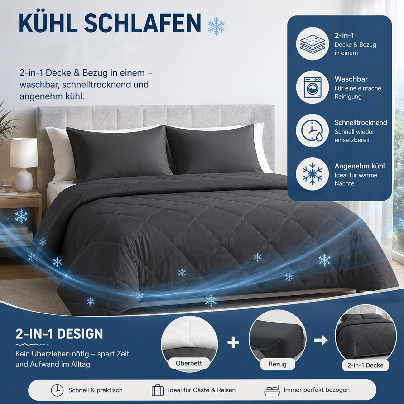 Magic Splashy Bettdecke, 2026 The Quick-Drying 2-In-1 Duvet, Weich und Atmungsaktiv, Maschinenwaschbar, Die BettwäSche üBerflüSsig Macht für Zuhause, Camping und Reisen (Khaki,135 * 200cm)