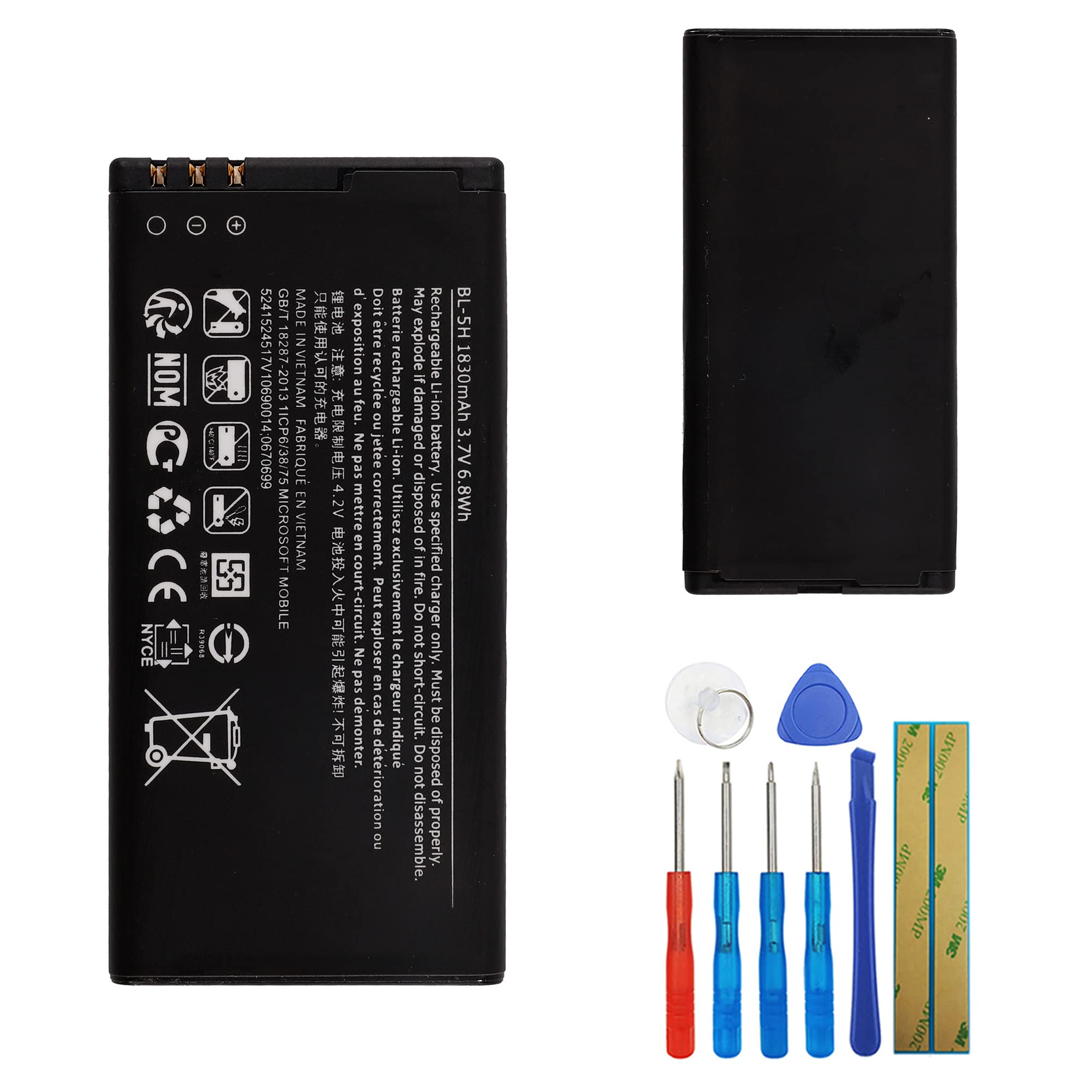 Replacement Battery BL-5H Compatible with Nokia Lumia 630 635 636 638 with Tools