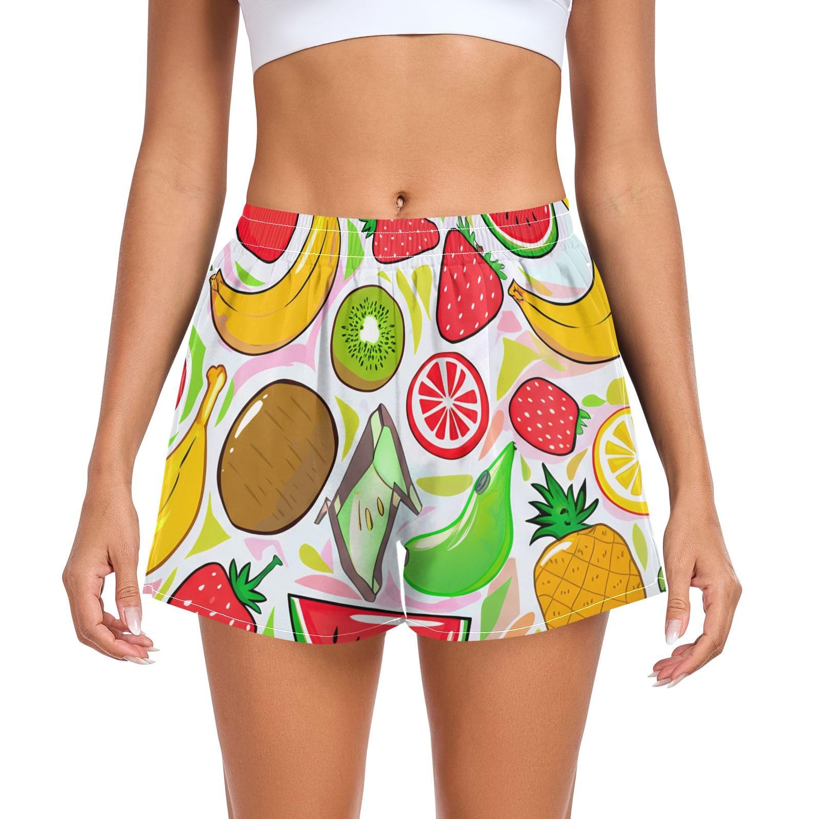 UMIRIKO Women Athletic Shorts Fruits Bananas Running Shorts for Women 2XL 202c1151