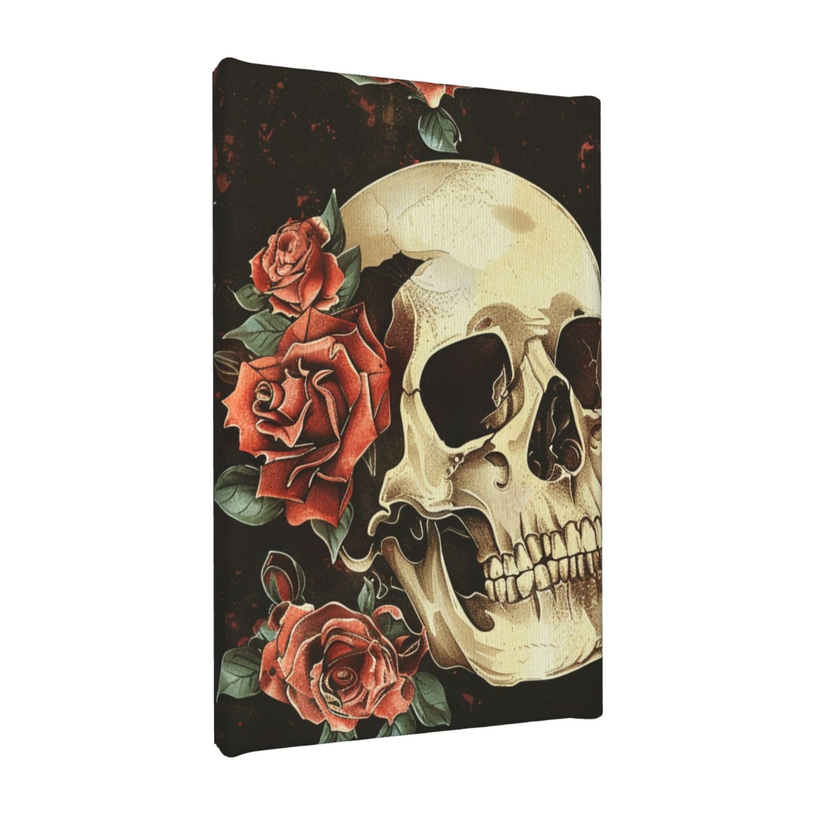 YKLJG Rose Skull Printed Wall Art Canvas Painting 20x30 CM Wooden Framed Picture Painting Artwork Prints for Bedroom Kitchen Home Office Decor