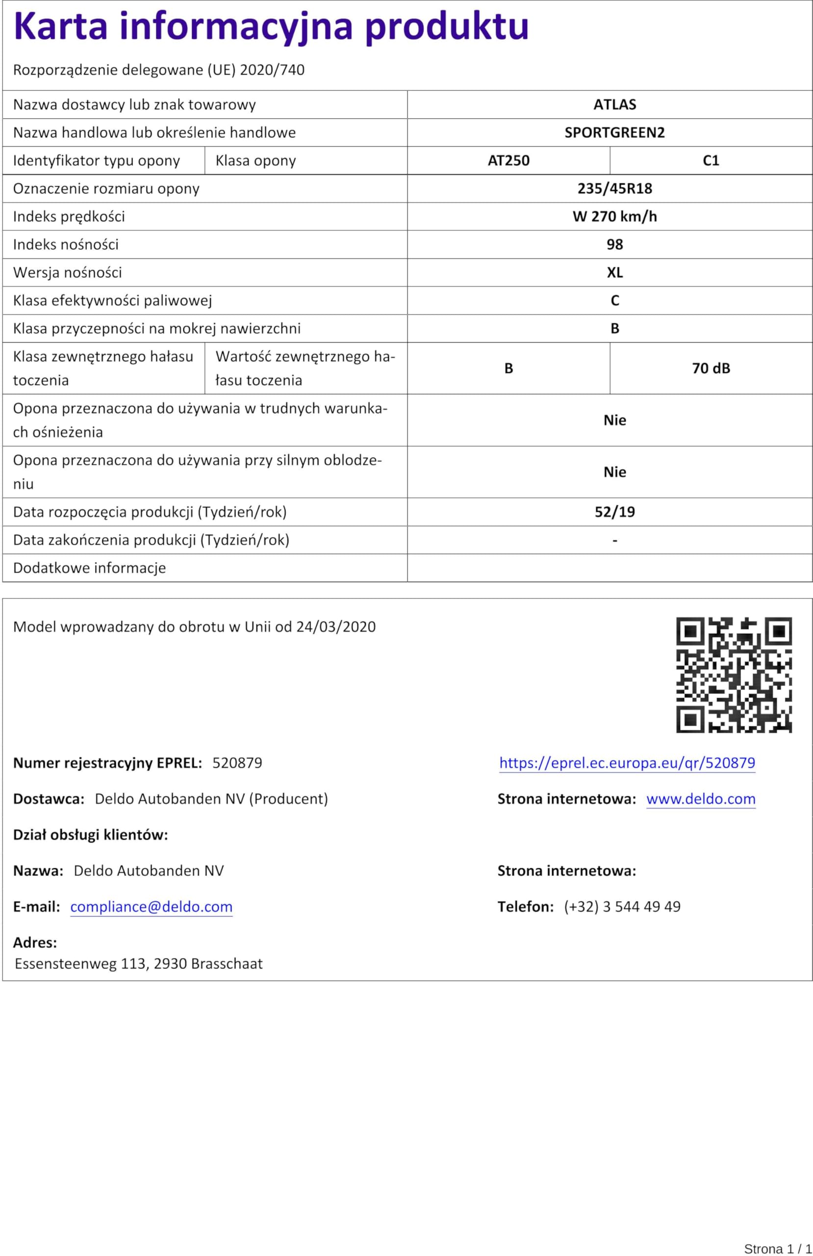 ATLAS 235/45 R18 98W Estivo XL Auto Compatibilità con PEUGEOT 3008 0U 407 6D 508 SW I 8E 508 I 8D Sedan, AUDI Q2 GAB