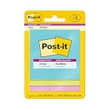Post-it Super Sticky Notes, 3x3 in, 3 Pads, 2X The Sticking Power, Supernova Neons, Bright Colors, Recyclable (3321-SSMIA)