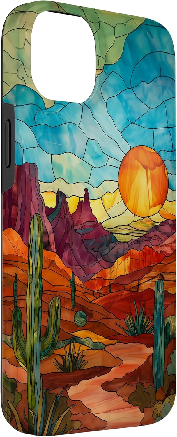 Desert Noon Stained Glass Pattern Case for iPhone 14 Plus