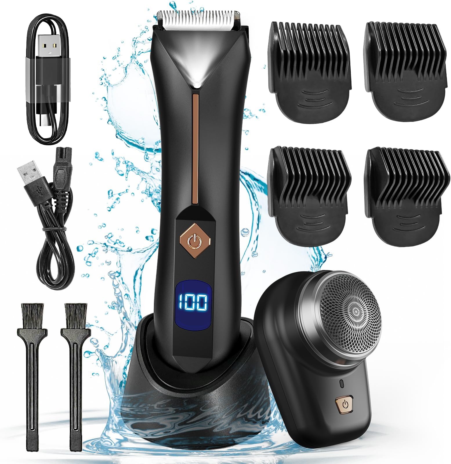 Body Hair Trimmer for Men - Pubic/Groin Hair Trimmer for Men with Ceramic Blade - IPX7 Waterproof Trimmer for Men - Body Trimmer for Men - Meridian/Beard Trimmer for Men- Mini Electric Shavers