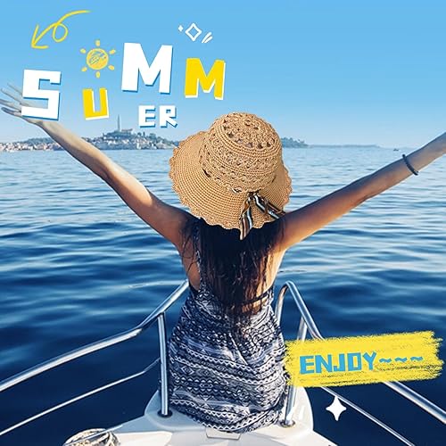 Miniatura 5 de SHENJILL Kit de ganchillo para principiantes, sombrero de sol de ganchillo para mujer, sombrero de playa, kit de punto para principiantes, kit de