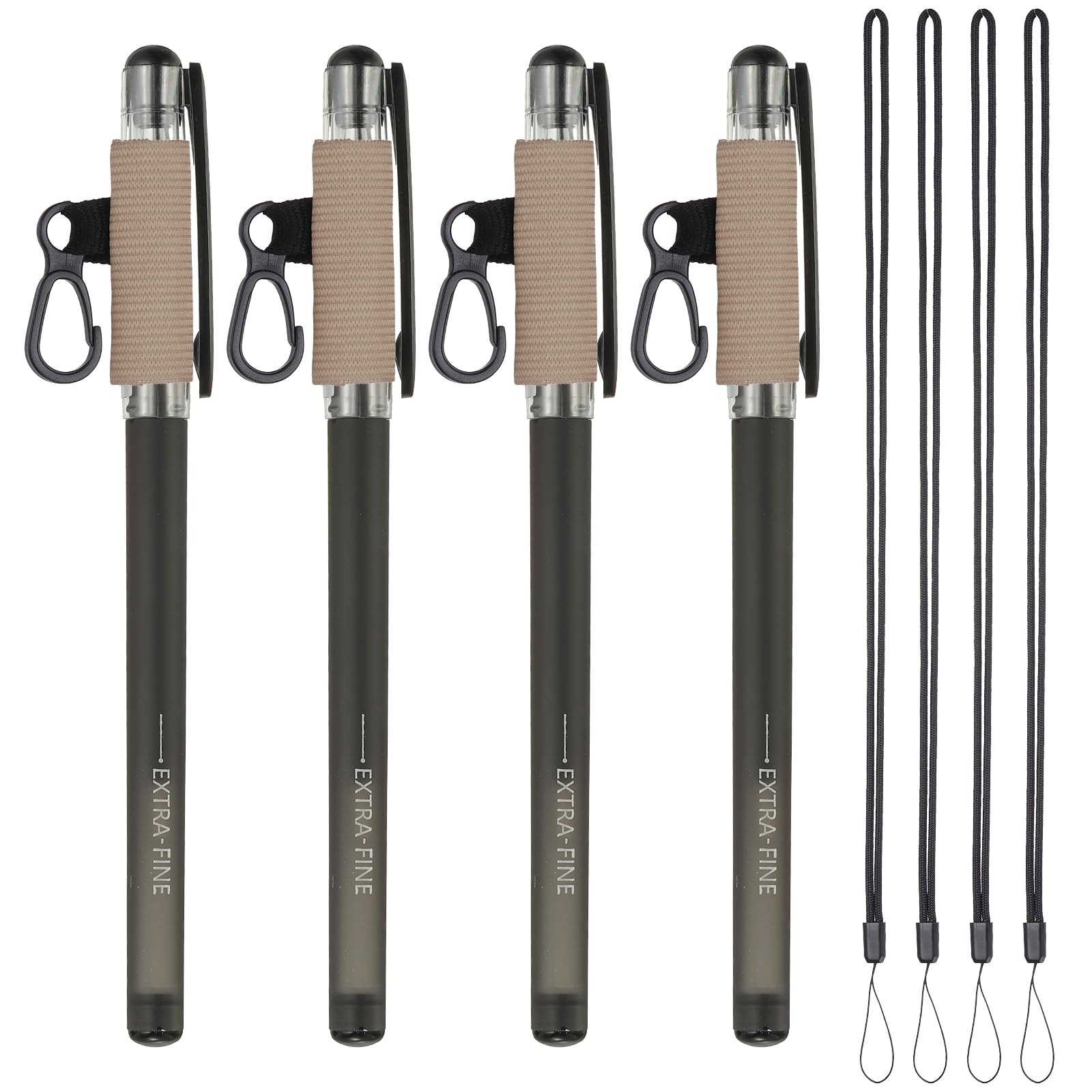 PATIKIL 4Pcs Elastic Pen Holder with 4 Lanyards, Anti Lose Portable Pen Holder for Necklace Carpenters Teachers Construction Workers, Brown — image 1