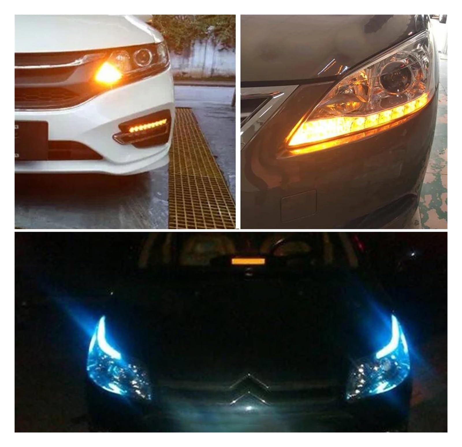 Señales Giro Dinámicas 2X Luz LED Conducción Diurna para Coche 12V DRL Tiras Conmutación con Luces Señal Giro Secuencial Ámbar Y Blanco(12LED 32CM)