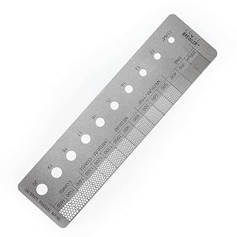 KRUVE Brewler Coffee Grind Ruler - Stainless Steel Coffee Bar Accessories for Home, Coffee Grind Size 200-1600 Microns, Green Bean Grading 11/64-20/64, 5.9 Inch Ruler, Conversion Chart, Magnetic Guide