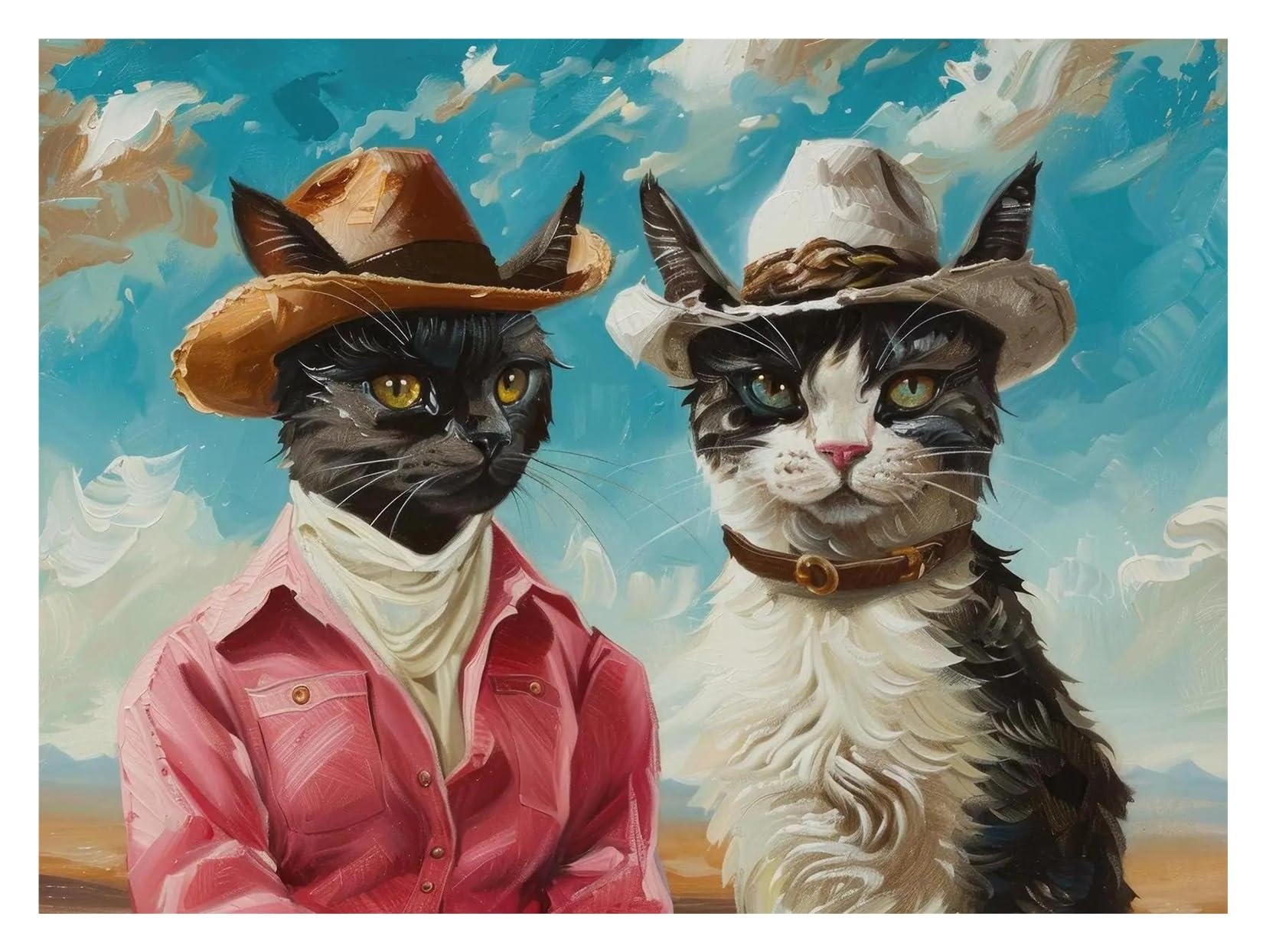 Xenite O Wall Art Canvas Prints Whimsical Funny Cowboy Frog Il Posters Trendy Wild Cats West Prints Canvas Painting Wall Art Pictures Home Room Decor(,50X70cm)
