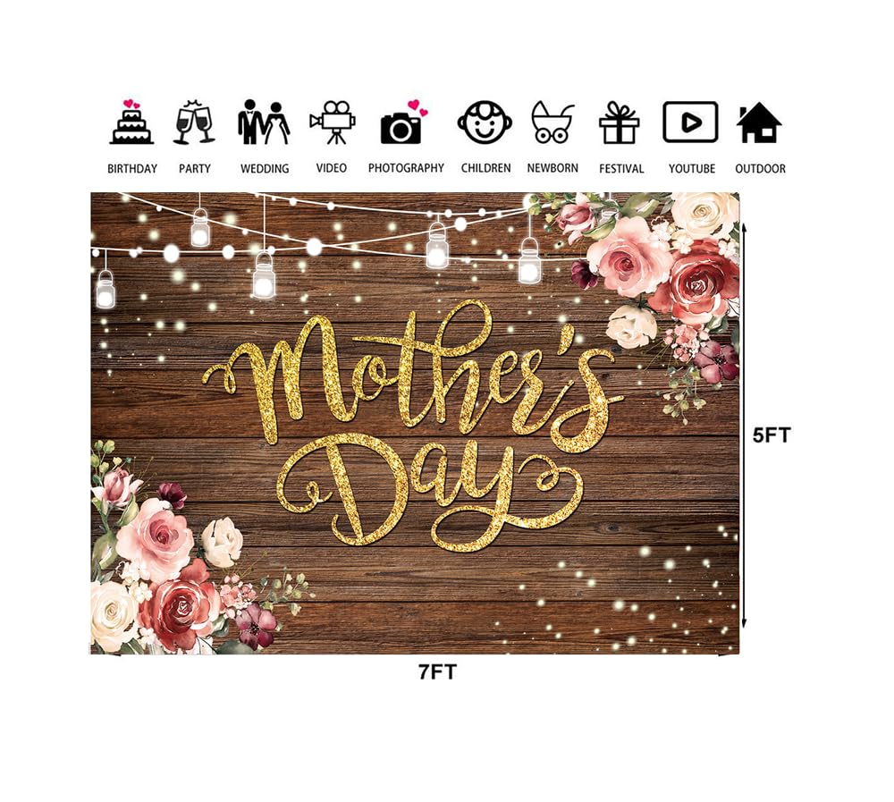 LTLYH 7x5ft Happy Mother's Day Backdrop – Vinyl Photo Background For Parties, Birthdays, Studios