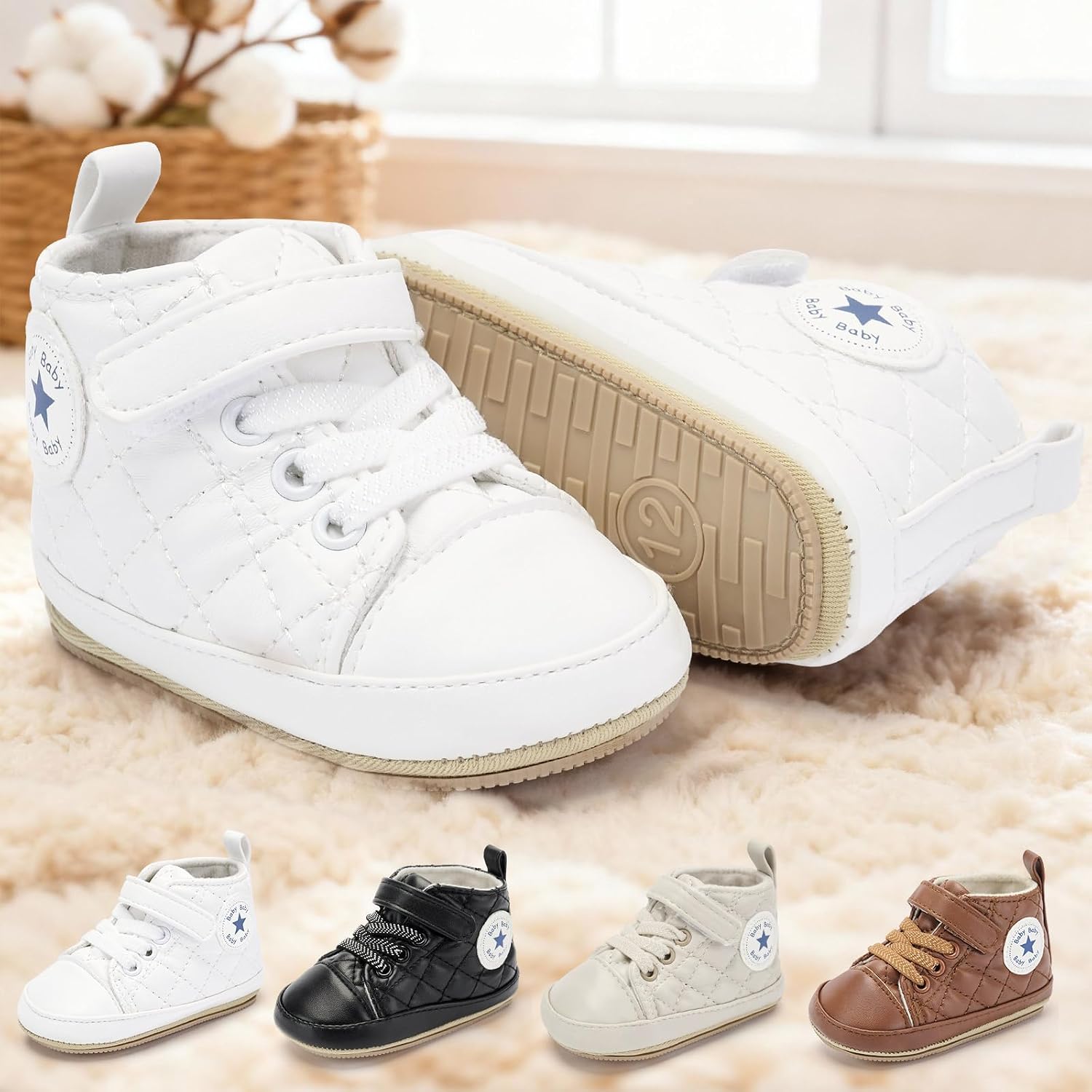 BACSAC Baby Shoes Toddler Sneakers Infant Casual Shoes Baby Lightweight Comfortable Shoes Boy Girl First Walker Shoes Soft Baby Slippers for 0-6-12-18 Months Prewalker Shoes for 0-1-2 yrs Old
