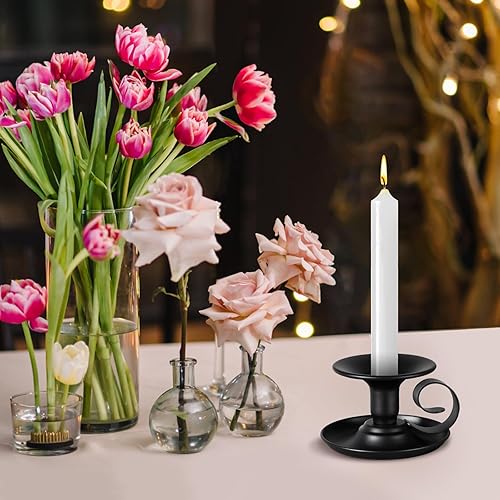 Miniatura 7 de Paquete de 2 portavelas, soporte de metal cónico para velas para fiestas, bodas, Navidad, mesa, decoración del hogar (negro)