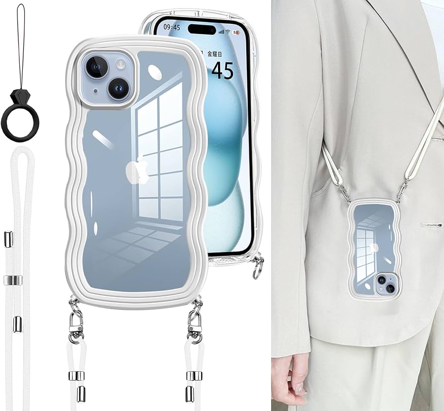 匿名配送】ANGEL BLUE iPhone 15 ケース➕ストラップ 匿名配送】ANGEL