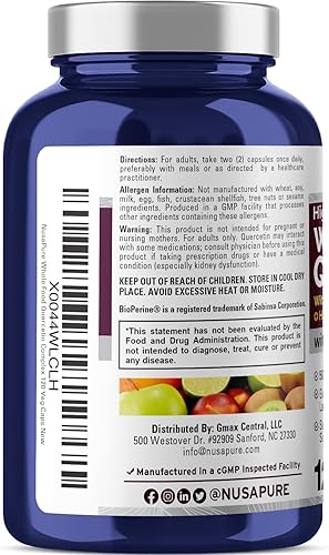 Miniatura 3 de NusaPure Quercetina con bromelina de 500 mg  120 cápsulas vegetales  43 hierbas vegetales de grano de frutas  Mezcla probiótica enzimática  Sin OMG,
