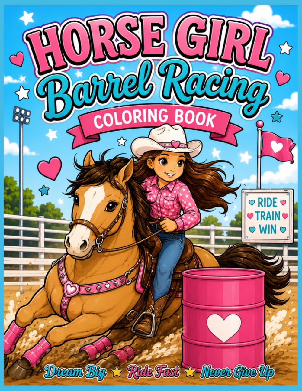 Horse Girl Barrel Racing Coloring Book: Cute Western Rodeo Coloring Pages for Kids, Cowgirls & Horse Lovers