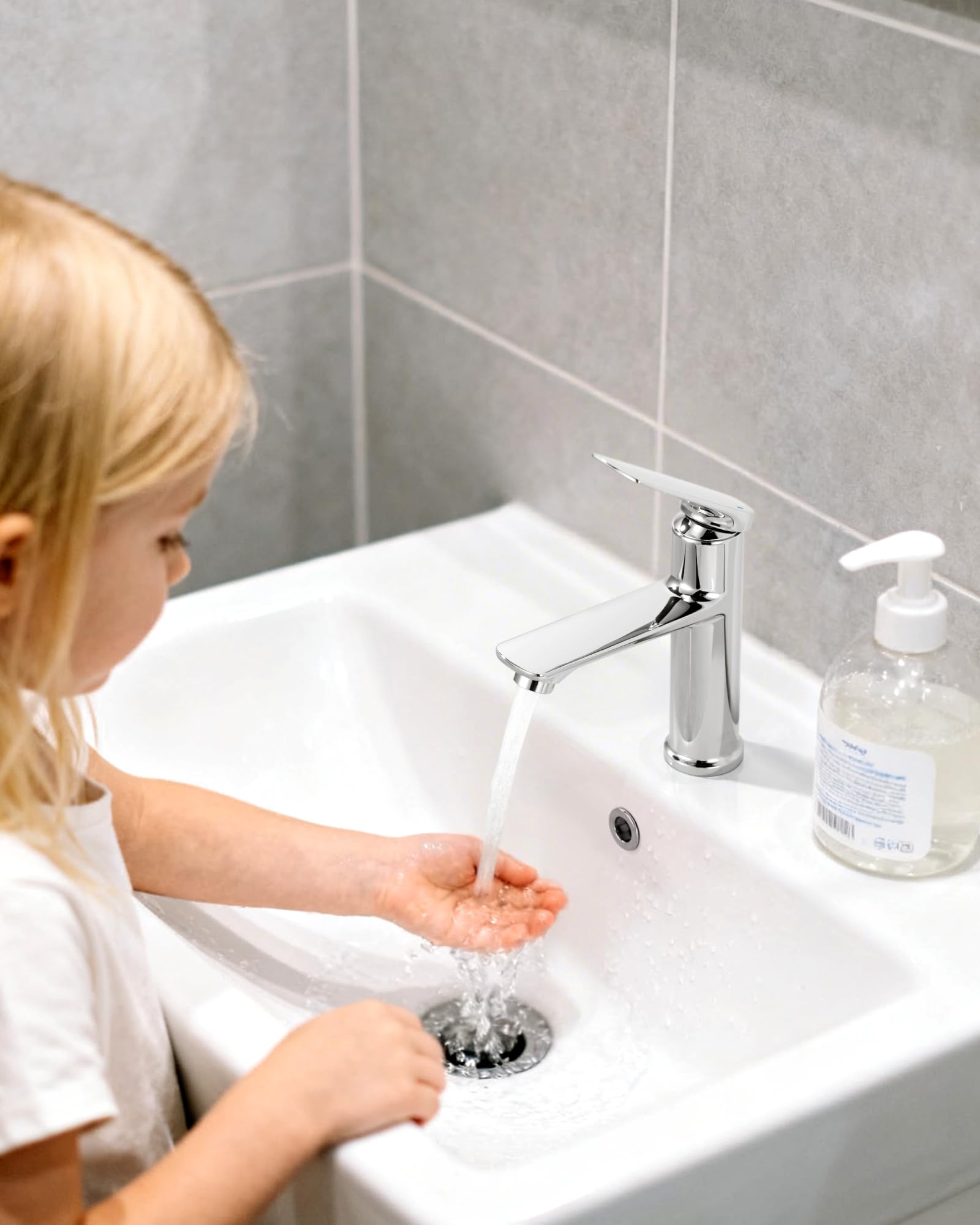 Grifo de baño para lavabo, grifo monomando de alta presión con cartucho de cerámica para baño, grifo de lavabo, níquel cepillado