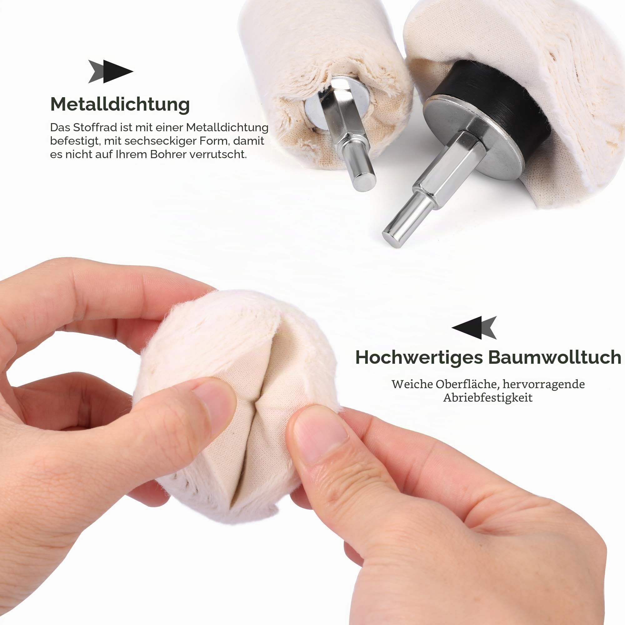 Polieraufsatz für Akkuschrauber Polierscheibe, 11 pcs bürsten satz konischer baumwollsamt Polierpad Wheel Polierkegel Polishing Buffing Pad mit 2pcs polierpaste für Metall