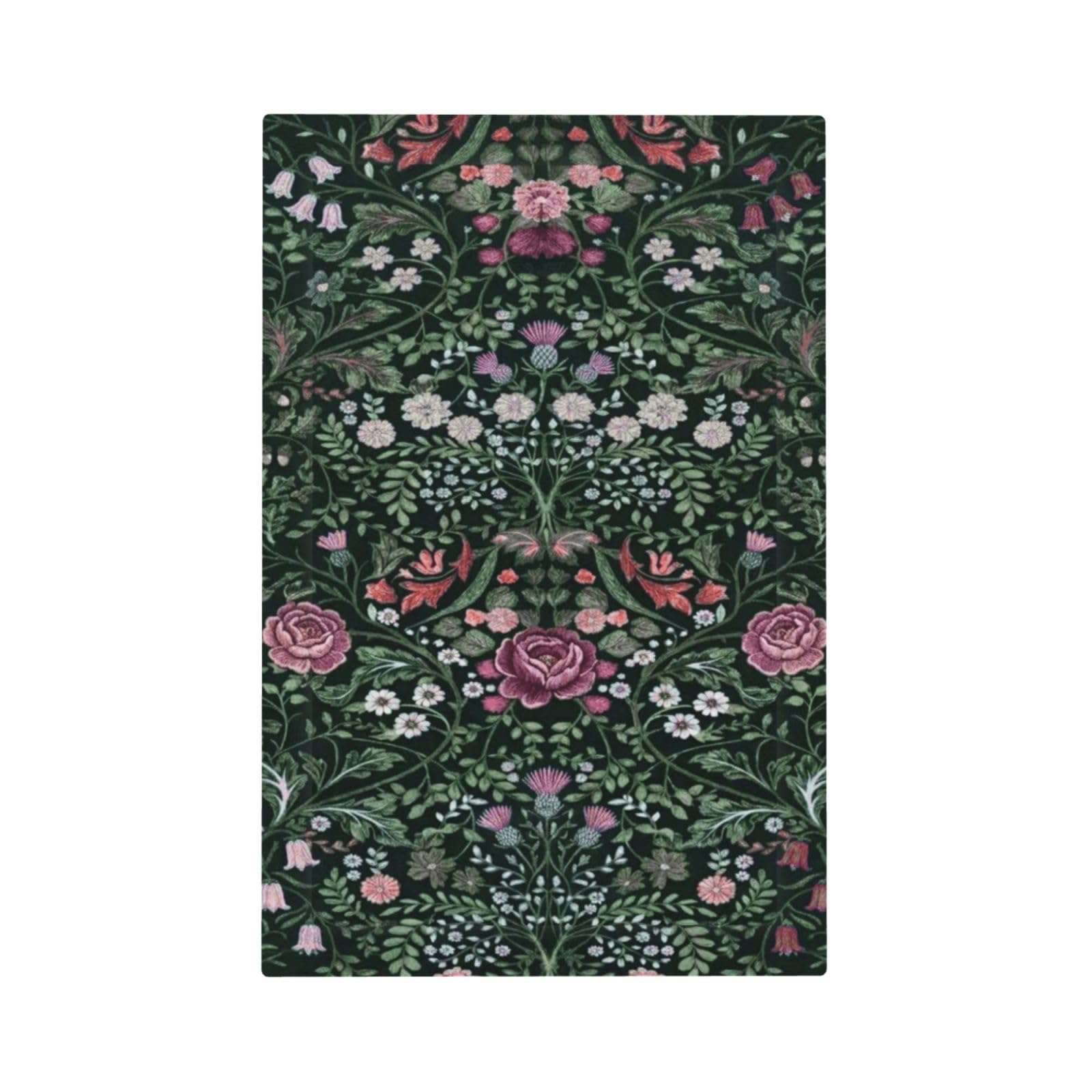 Decorative Blank Wall Plate 1-Gang Vintage Rustic Boho Dark Green Leaf Flower Floral No Device Outlet Covers Retro Farmhosue Country William Morris Botany Style Unused Light Switch Cover Faceplate