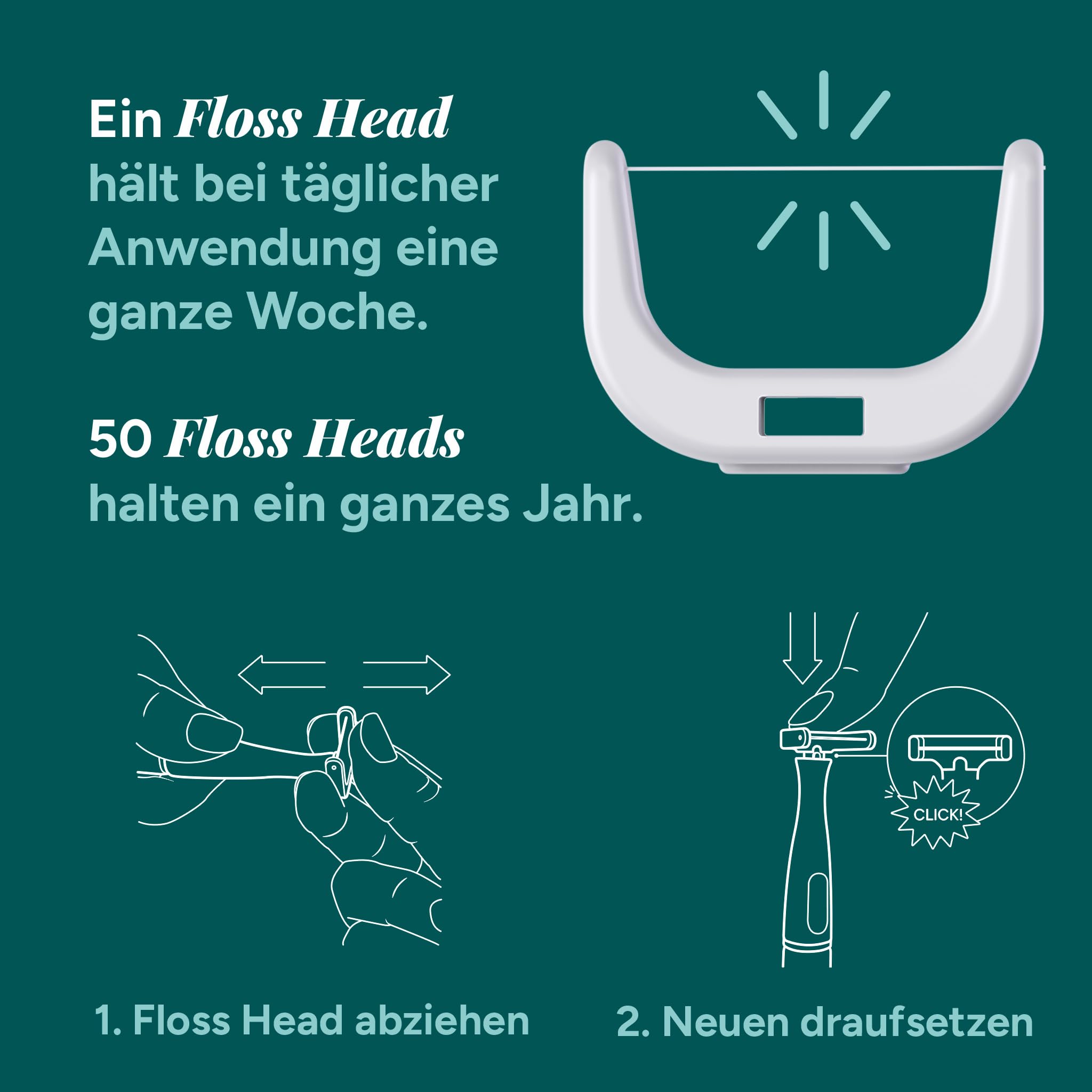 Zahnseide Aufsätze für esaflosser One, 25 Ersatzköpfe elektrische Zahnseide, Floss Heads für Zahnzwischenraumreinigung, 6 Monate Vorrat (Schwarz)