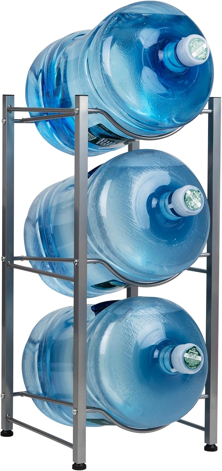 Mind Reader 5 Gallon Water Jug Stand, Water Bottle Holder, Water Cooler Stand, Rack, Metal, 13.5"L x 13.5"W x 28.75"H, Silver