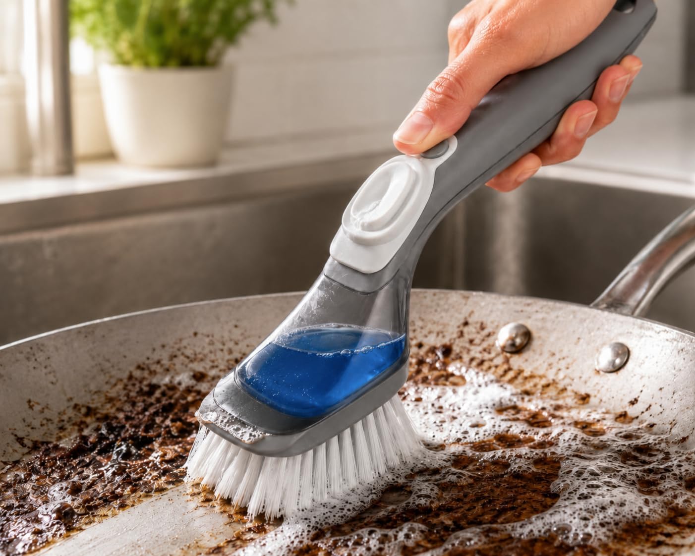 Dish Brush with Handle, Dish Scrubber with Handle, Dishwand, image 3