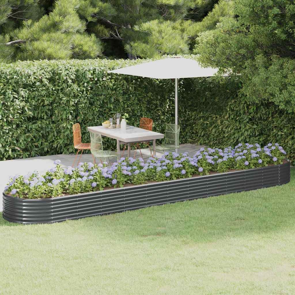 Large Anthracite Powder-Coated Steel Raised Garden Bed 199.6 x 39.4 x 14.2 in Oval Planter Box for Outdoor Vegetables Herbs Flowers on Patio Lawn Balcony