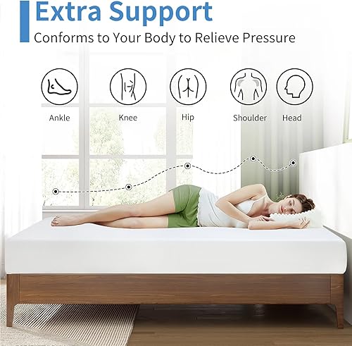 Miniatura 3 de Colchón de espuma viscoelástica de gel de 12 pulgadas, colchón tamaño individual con funda suave extraíble, colchones de firmeza media, certificado