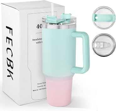 40oz Insulated Tumbler with Handle and Straw Lid 1.2L, Bubble Gum