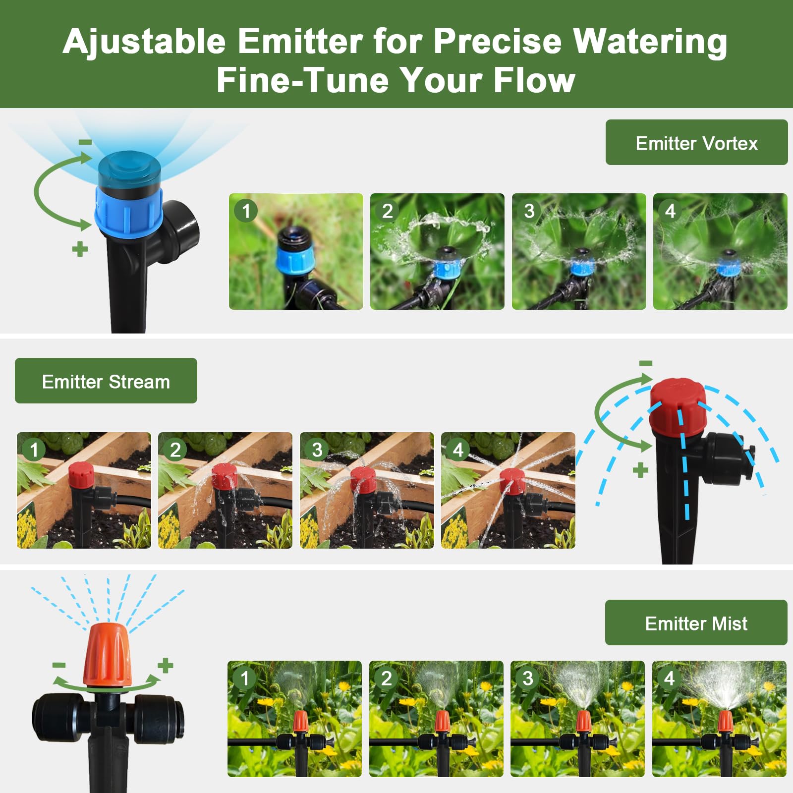 Tropfbewässerungsset für Garten, Quick-Connect-Pflanzenbewässerungssystem, 4,5 m | Hochbeet Drip Line Kit, Gewächshaus Zubehör, DIY Micro Sprinkler Set für Yard Outside, Sistema De Riego Por Goteo