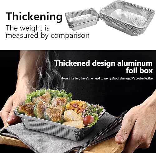 Miniatura 5 de Othmro Paquete de 30 sartenes desechables de 9 x 13 pulgadas, bandejas grandes de aluminio de 1 libra, utensilios de cocina, ideales para picnic,