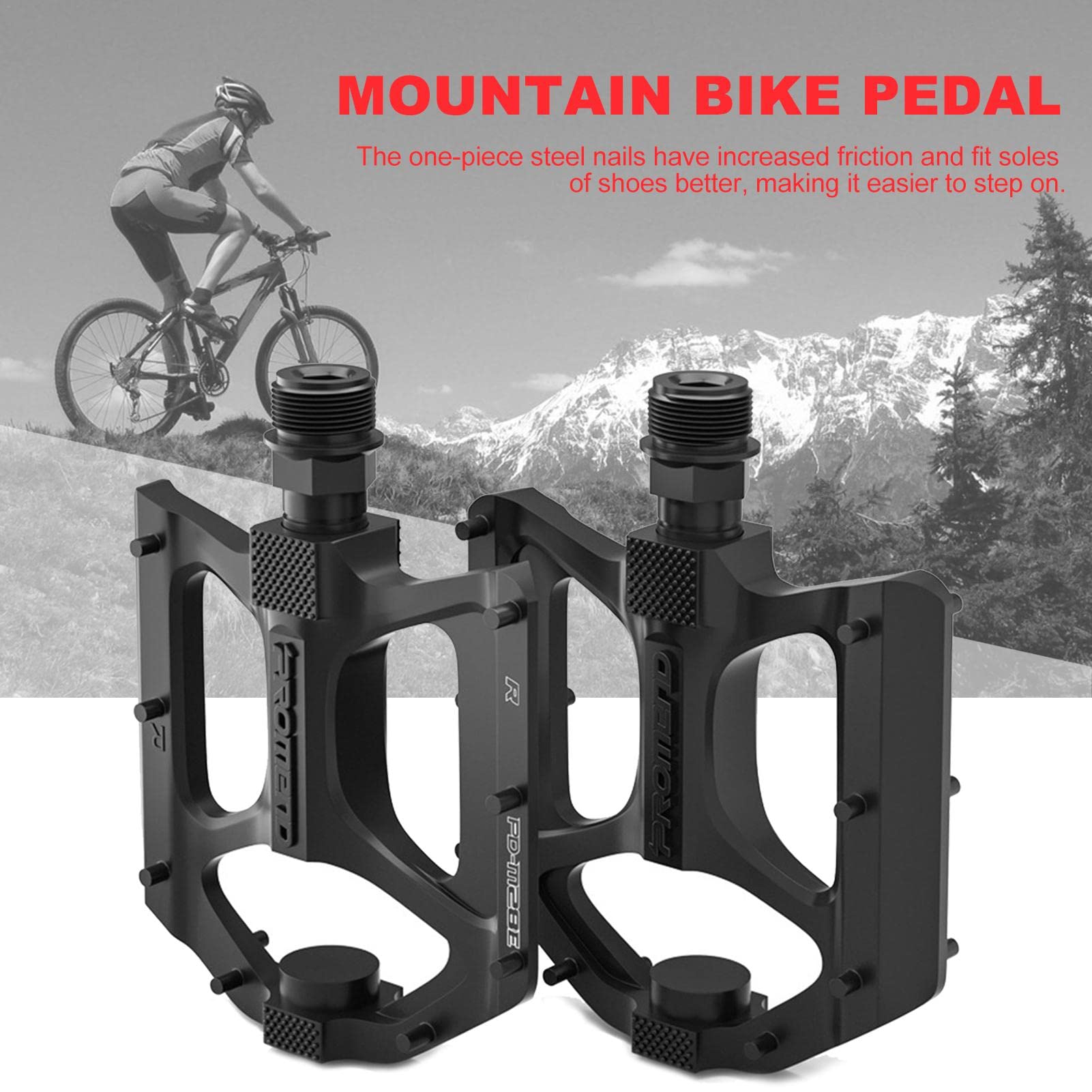 Pedali Per Bici GEWAGE In Alluminio CNC - Strisce Riflettenti, 9/16", Antiscivolo Con 9 Chiodi, Per MTB E E-Bike - Foto 3