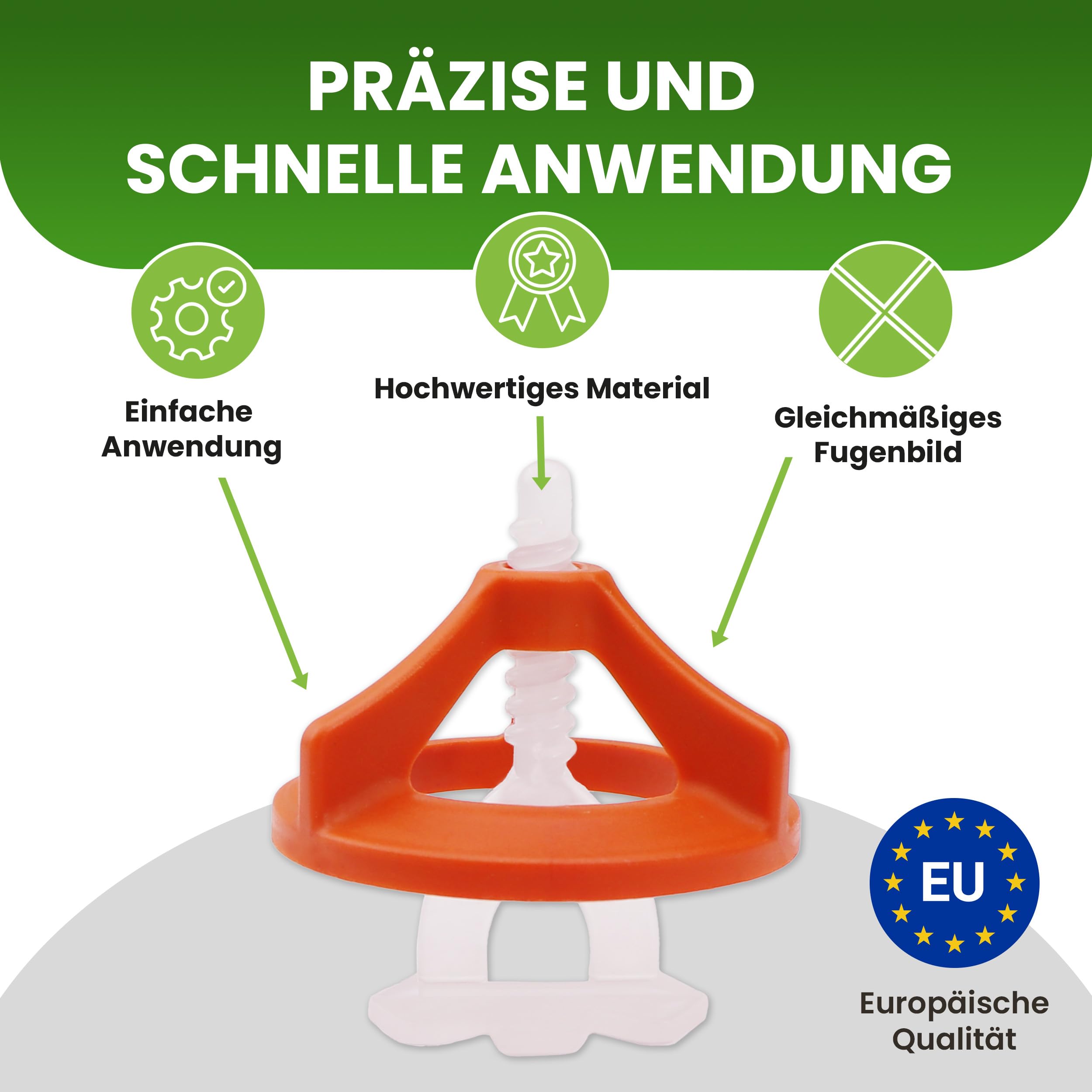 Gartenwelt Riegelsberger 1000 sztuk gwintowanych nakładek system poziomowania do płytek, szerokość fugi 3 mm, pomoc w układaniu płytek na ścianach i podłogach