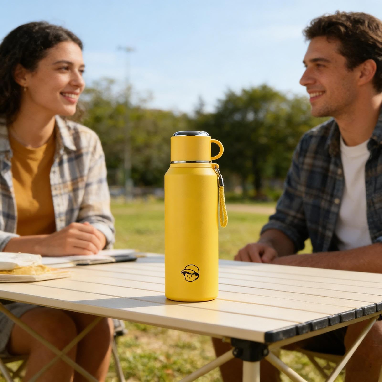 Thermo-Wasserflasche – 1000 ml Edelstahl-Vakuumbecher zum Warm- oder Kalthalten von Getränken, auslaufsicheres Design mit Strohhalmdeckel, Reise-Trinkflasche für Radfahren, Angeln, Büro, Picknick, Sch