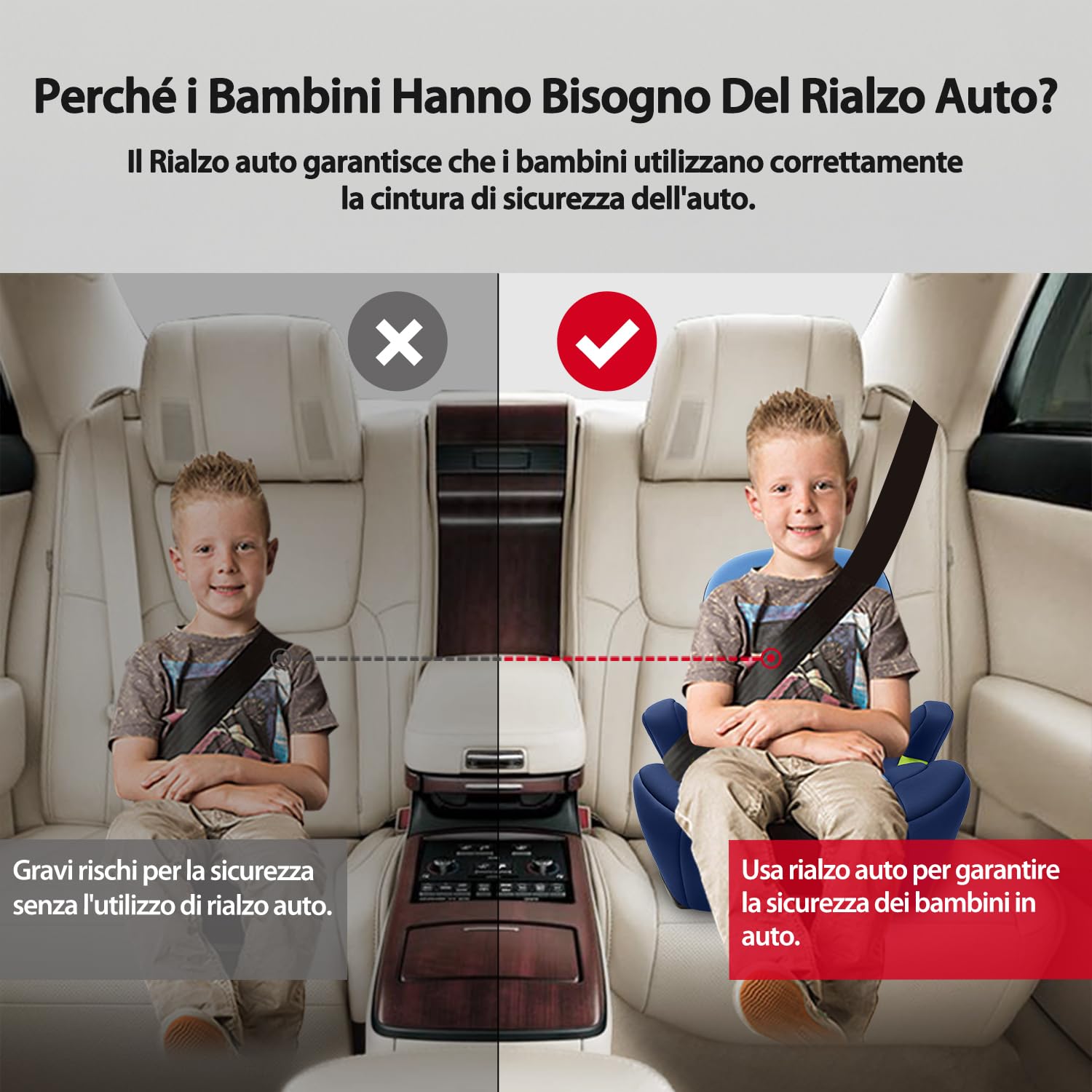 LETTAS I-SIZE Seggiolino Auto ISOFIX Gruppo 3 (125-150cm, 22-36 kg) Rialzo Auto Per Bambini dai 6 ai 12 anni (Marina Militare/Blu)