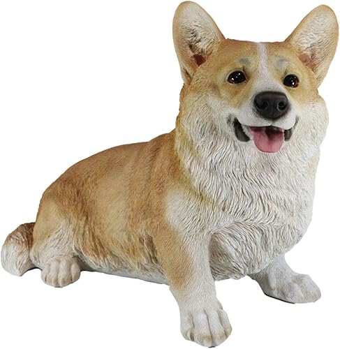 Ebros Gift Estatua de perro grande y realista de Pembroke galés Corgi sentado para cachorros, 18.5 pulgadas de largo, de raza de pedigrí fina,