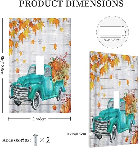 Miniatura 5 de Placas de pared vintage de otoño y otoño con una sola palanca, hojas de camión, textura de tablón, cubierta de interruptor de luz de 1 pandilla,