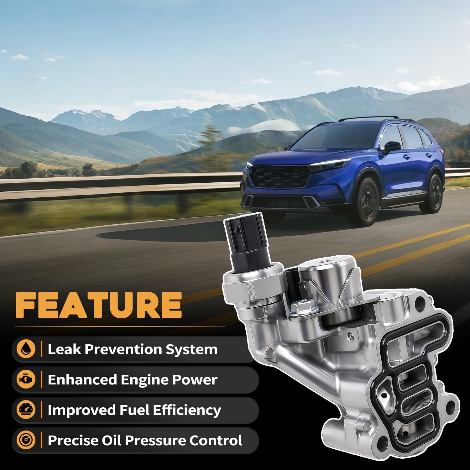 Engine VTEC Spool Valve Assembly w/Oil Pressure Switch and Gasket Fit For Honda Accord Civic CR-V 1.5L 2018-2024 Replaces 15810-6A0-A01 158106A0A01