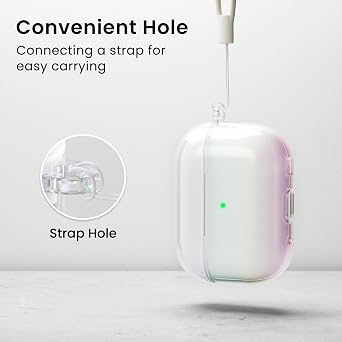 ORNARTO Compatible with AirPods Pro 2 Silicone Case in White + for AirPods Pro 2 Clear Case (2022) in Iridescent Clear