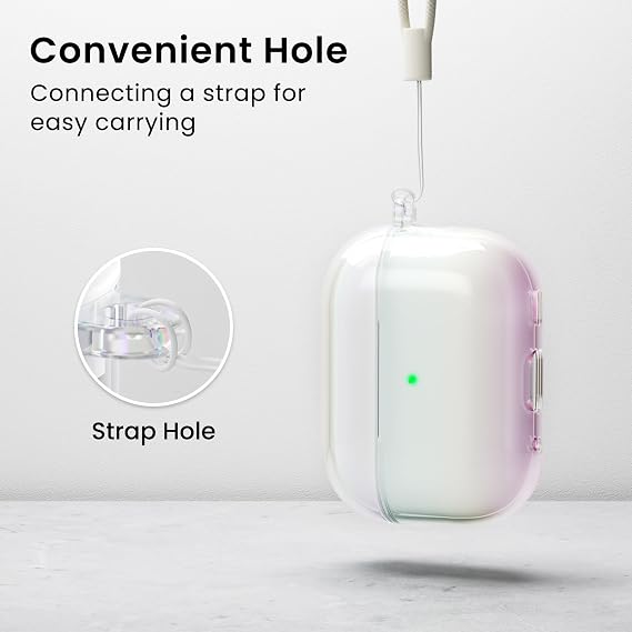 ORNARTO Compatible with AirPods Pro 2 Silicone Case in White + for AirPods Pro 2 Clear Case (2022) in Iridescent Clear