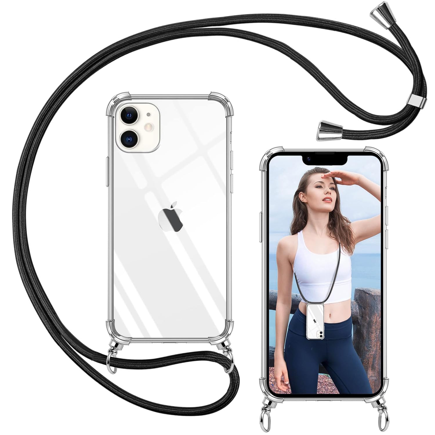 étui Avec Cordon Cou Coque Nothing Phone 2a/2a Plus ISOI Avec Lanière - Transparente Rose - Silicone TPU - Protection Et Style Protection Téléphone Lanyard