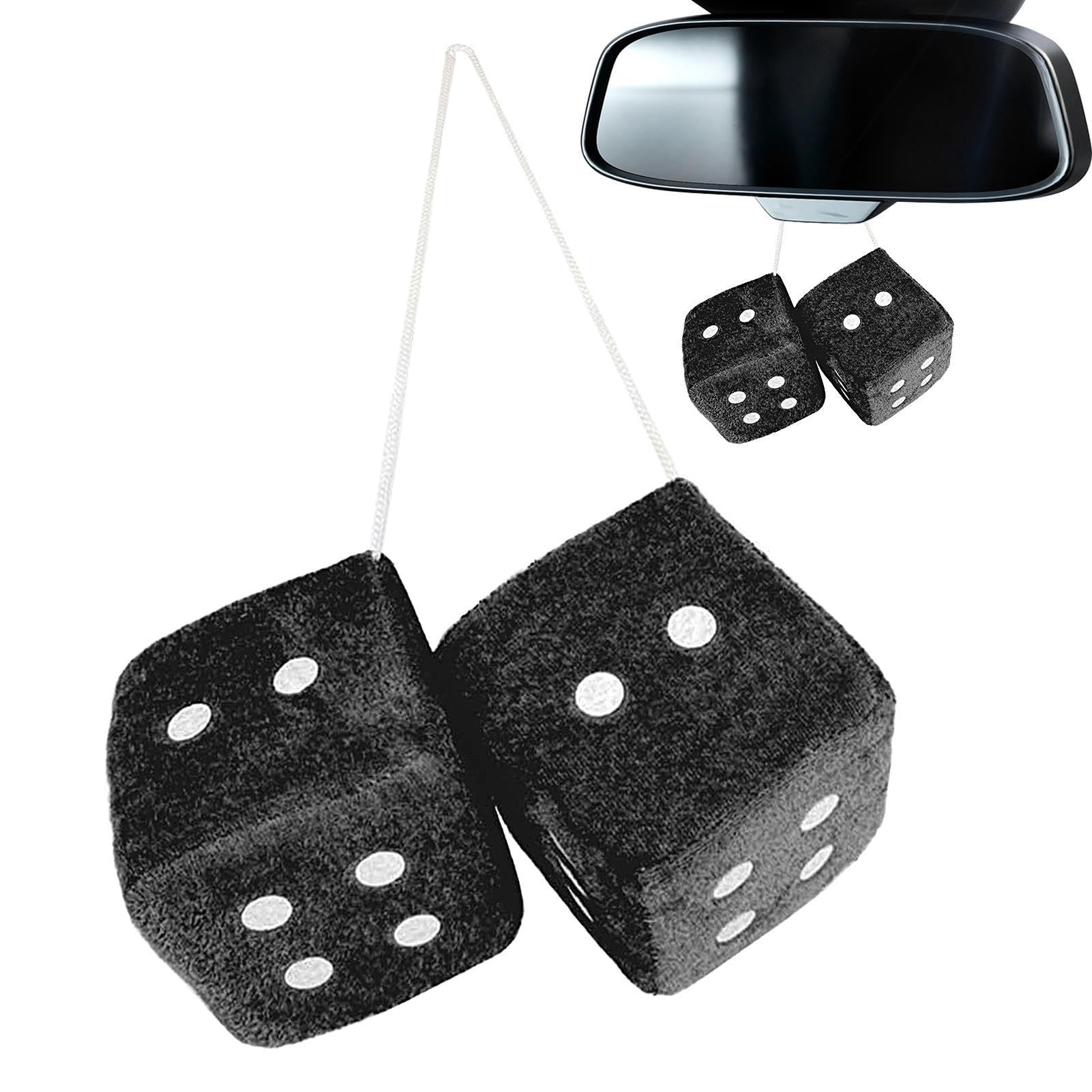 tedious Hanging Car Fluffy Dice | 7cm Furry Dice for Car Mirror | Plush Dices Hanging Ornaments Car Decoration | Couple Fuzzy Dice Car Rear View Pendant for Car Accessories, WVLW974WQCO5DT2FOI