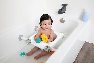Regalo Baby Basics Bath Seat with Suction Cups - Secure Support & Balance for Sit-Up Bathing, Easy Clean Drain Holes, White