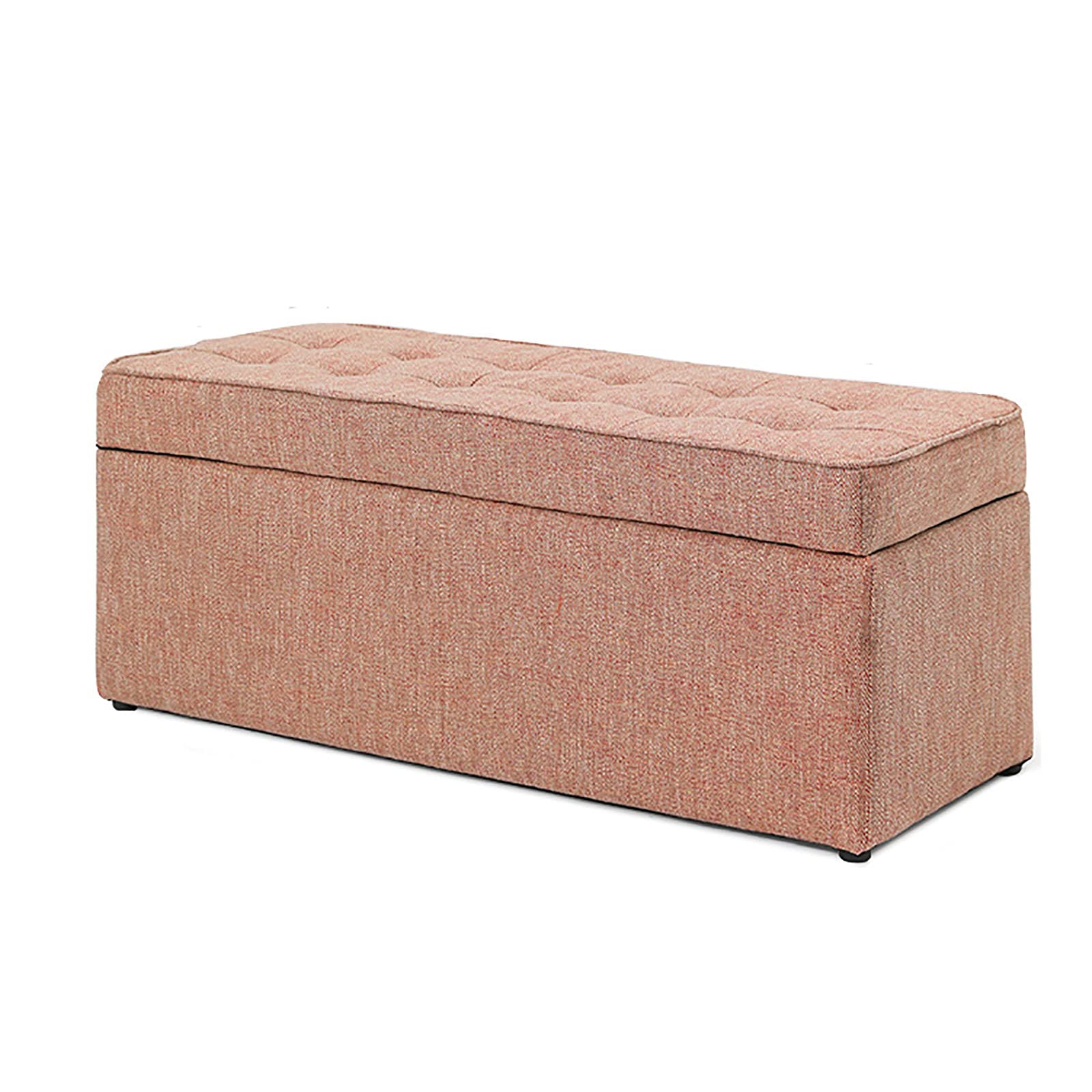 Panca Contenitore di Grande capacità, Seduta Contenitore Imbottita in Cotone e Lino, Comodo Sgabello poggiapiedi, Panca portascarpe, Panca Contenitore Multifunzione, Arancione 98x38x40 cm (
