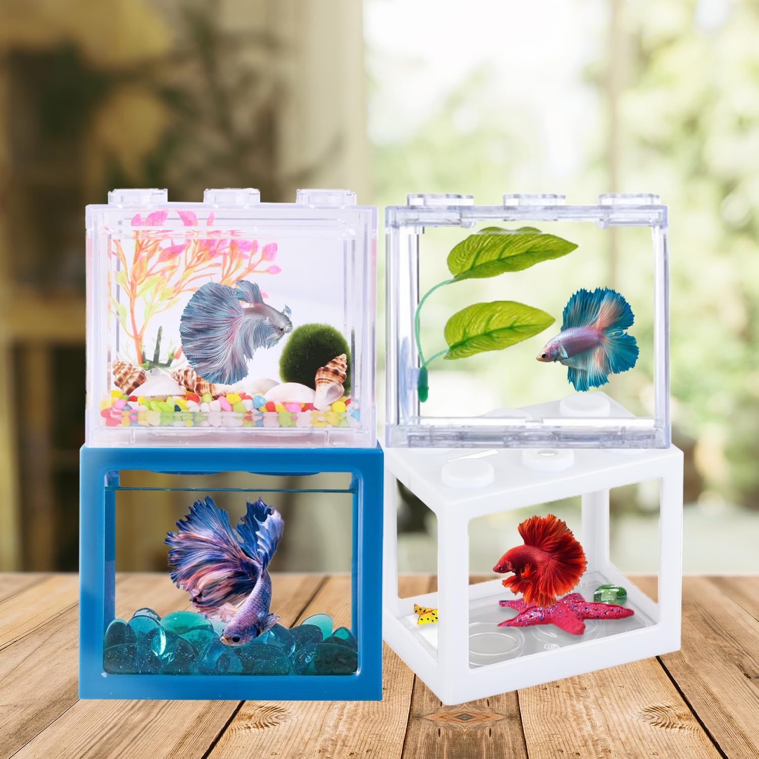 Małe Betta, Plastikowe Mini Pudełko Na Ryby Przezroczyste Wycięcie, Akrylowe Przeciwwybuchowe Przenośne Miniaturowe Akwarium (B)
