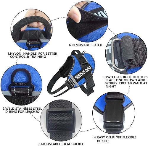 Miniatura 2 de Moonpet Juego de correa de arnés personalizado para perro sin tirones con nombre y número de teléfono, chaleco resistente para mascotas para evitar