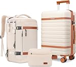 Ensembles de bagages 3 Pièce avec roues de spinner, légèreté PC Valise rigide avec TSA Verrouillage & YKK Des fermetures à glissière, 20 Inch Carry On Bagage avec sac de voyage pour les hommes et les femmes, noir