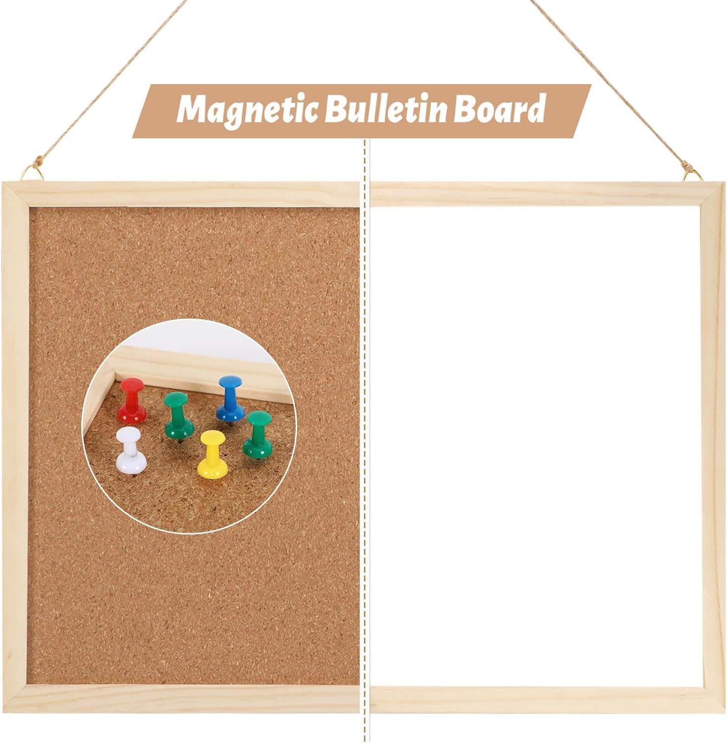 White Dry Erase Cork Board Combo - Magnetic Board 12 x 16 inch Decorative Bulletin Board Dry Erase Board for Wall with Marker Push Pin for Home Office - Image 3