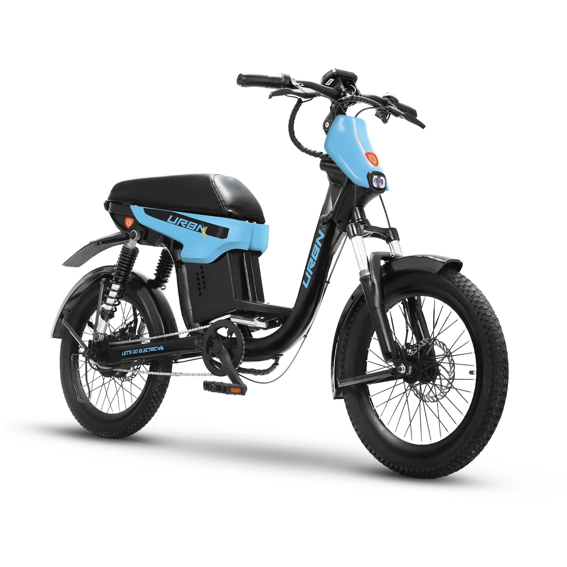 Motovolt URBN E-Moped - Standard | 105 Km Range | 250W 36V BLDC Motor | Removable Battery - 20Ah Lithium-ion | 120 Kg Load Capacity | Spring + Hydraulic Suspension | 20" Tyres | Sky Blue