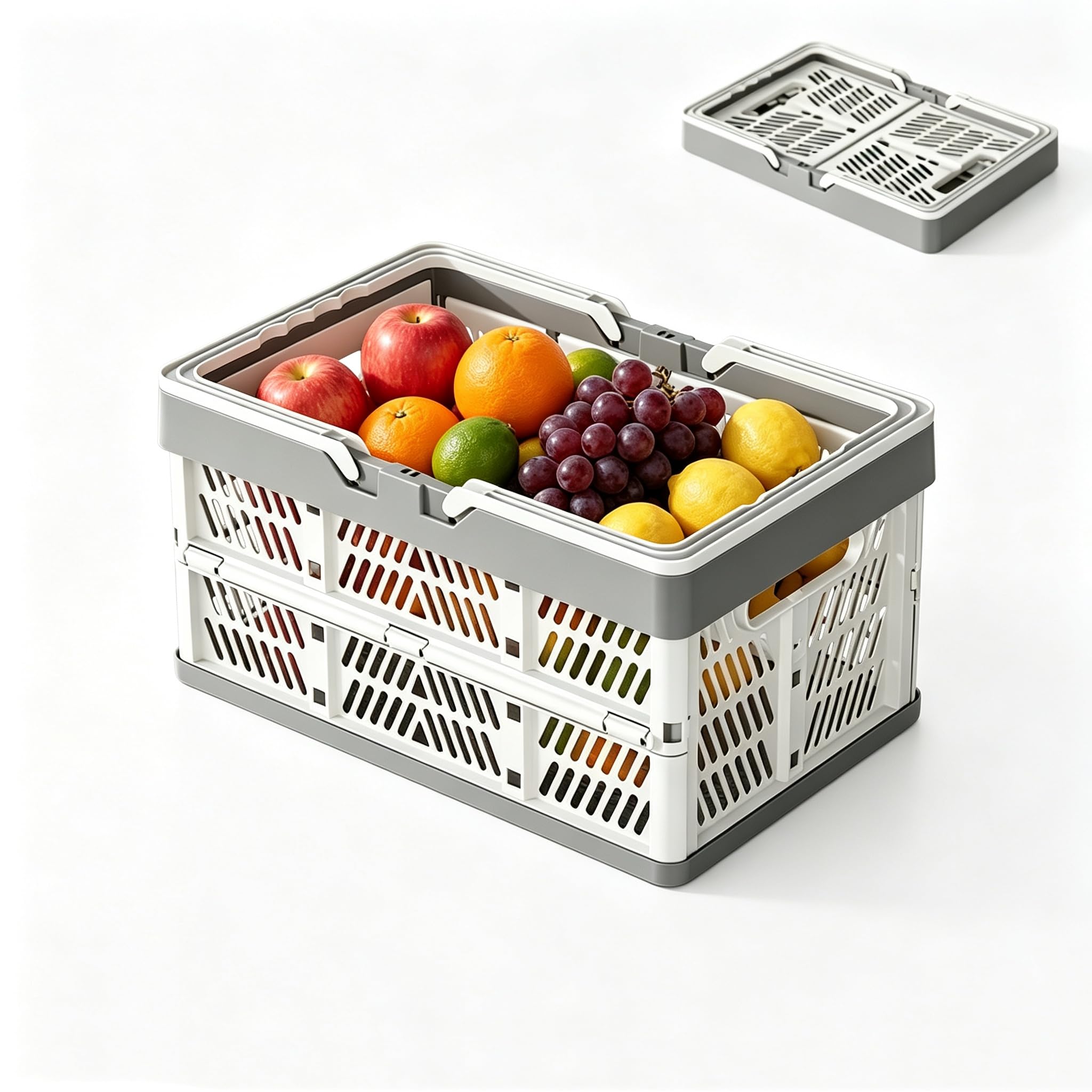 33L Foldable Storage Basket with Handles, Large Collapsible Laundry Basket